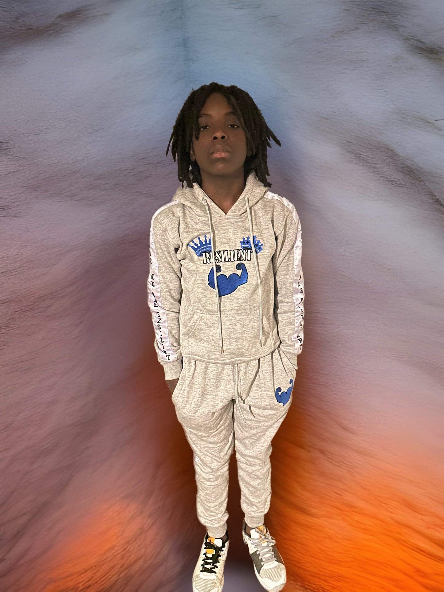 Kids Grey and Blue sweatsuit set(Unisex)